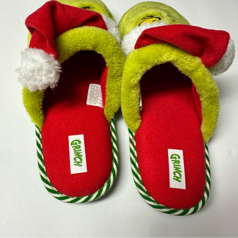 The Grinch grinch with santa hat slippers - Picture 4 of 9